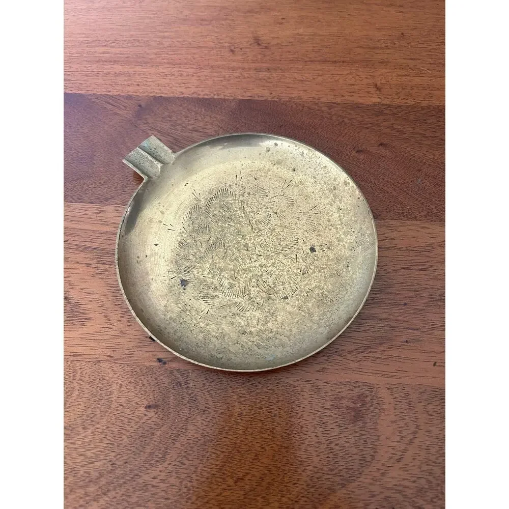 Vintage Brass Ashtray, 6 Inch Round, Simple Design
